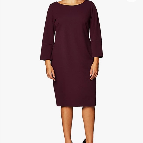 Calvin Klein Dresses & Skirts - ⭐️ Calvin Klein Women's Solid Three Quarter Split Sleeved Sheath Dress Size 12